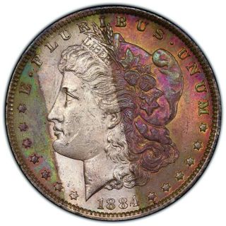 1884 - O $1 Morgan Silver Dolar Ms63 Pcgs Toned,  Textile