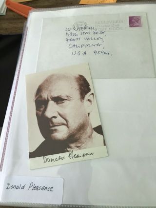 Donald Plesance Autograph,  British Actor,  Halloween” “the Great Escape” Envelope