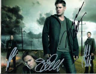 Supernatural Tv Show Stars - =4= - Hand Signed Autographed Photo With