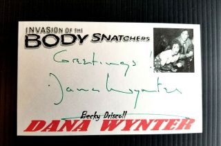 " Invasion Of The Body Snatchers " Dana Wynter " Becky " Autographed 3x5 Index Card