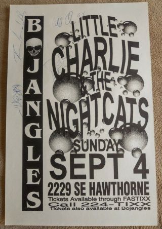 Little Charlie And The Nightcats Signed Concert Poster 1994 Portland,  Or Baty