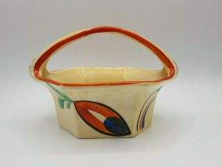 Vintage Lostro Czechoslovakia Pottery Hand Painted Basket Yellow Orange