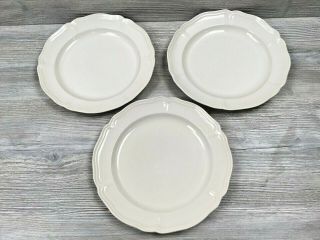Wedgwood Queens Shape / Plain Off - White - 3 Dinner Plates 10 - 1/2 "
