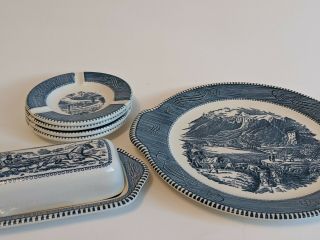 Currier And Ives The Rocky Mountains Underglaze Print Set
