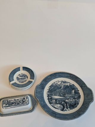 Currier and ives the rocky mountains Underglaze Print set 2