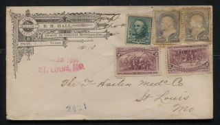 1894 Registered Corner Ad Cover B.  M.  Hall Swift Tx To St.  Louis 16c Total Rate
