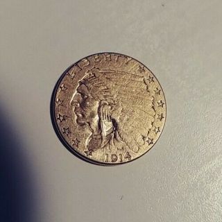 1914 $2.  5 Quarter Eagle Gold Indian Head Coin Higher Grade Coin.