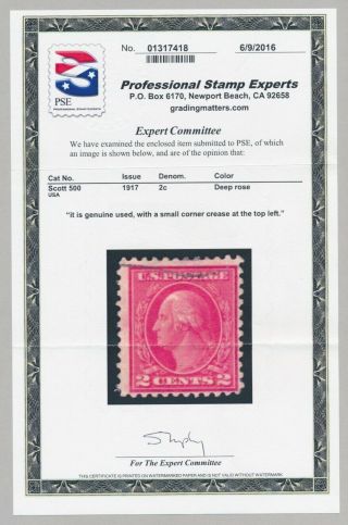 drbobstamps US Scott 500 Scarce Stamp w/ PSE Cert 3