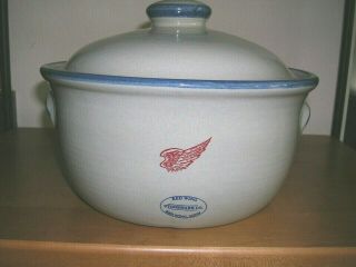 Red Wing Advertising Stoneware Covered 2 Qt Casserole Bowl Dish,  Very Good Cond