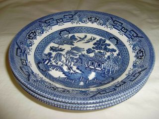 3 Churchill Blue Willow 8 Inch Bowls