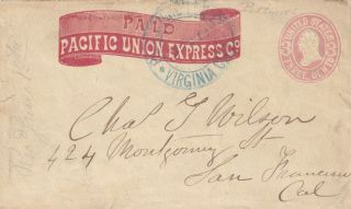 Pacific Union Express Co Frank 3¢ U59 Entire Virginia City Nv To San Francisco