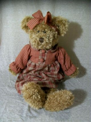 T13 Russ Berrie Teddy Bear,  Serina,  Red Plaid Dress And Bow,  16 "