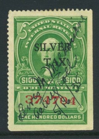 Us 1934 $100 Revenues - Silver Tax Sc Rg21 Cat $50.  00