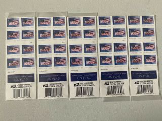 5 Five Booklets x 20 = 100 2018 US FLAG USPS Forever Postage Stamps. 2