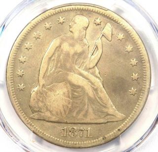 1871 Seated Liberty Silver Dollar $1 - Pcgs Fine Details - Rare Certified Coin