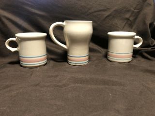 Vintage Mccoy Pottery Coffee Mug Cup Blue Pink Stripe 1412 Usa And Tall Mug