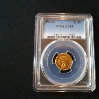 1925 - D - Gold Indian Head $2.  50 Pcgs Au58