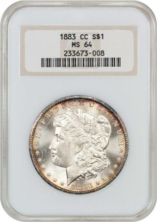 1883 - Cc $1 Ngc Ms64 (oh) - Old Ngc Holder - Morgan Silver Dollar
