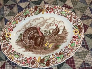 Vintage Turkey Platter Made In England Kosscherak Brothers 20 X 16 Inches