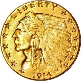 1914 - D $2.  50 Indian Head Gold Quarter Eagle Xf K10812