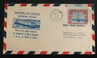 1930 Usa Uss Akron Airship Zrs 4 Airmail Cover Inspect Us Navy Zeppelin Zrs 4