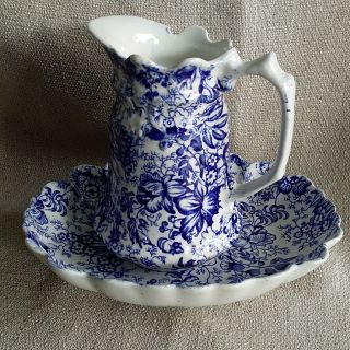 James Kent Old Foley 18th Century Chintz Pitcher And Bowl