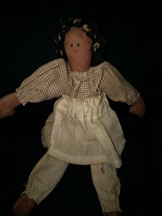 African American Rag Doll Black Americana Folk Art Handmade Vtg Primitive 11 "