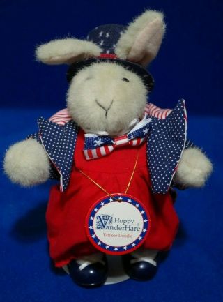 Nabco Plush Hoppy Vanderhare Bunny Wearing " Yankee Doodle " Outfit,  Stand