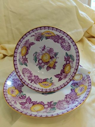 Spode Copeland England Tea Cup And Saucer Fruit And Floral.