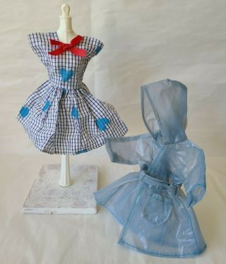 Vintage 1960s Fits Little Miss Revlon Doll Jill Toni Coty Heart Dress & Raincoat