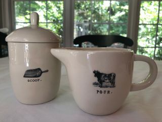 Rae Dunn By Magenta Scoop Sugar Bowl And Pour Cream Pitcher Icon Farmhouse