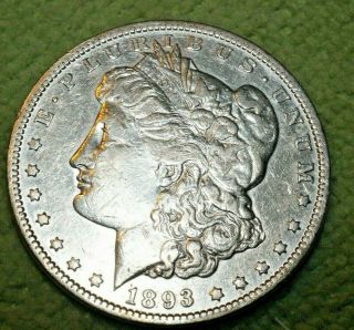 A1096,  Morgan Silver Dollar,  1893 P Key Date Xf - Au