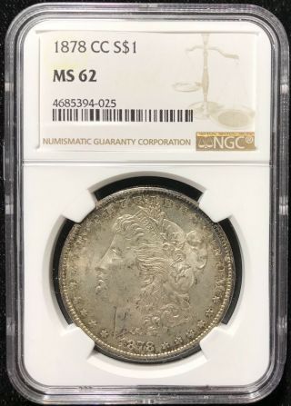 1878 - Cc Morgan $1 Silver Dollar Ngc Ms 62 Subtle Toning Carson City