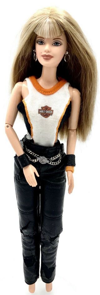 Mattel Harley Davidson Barbie Doll Straight Hair Mackie Face Articulated Outfit