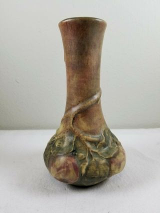 Pretty Vintage Weller Baldwin Arts & Crafts Matte Glaze " Apples " Pottery Vase