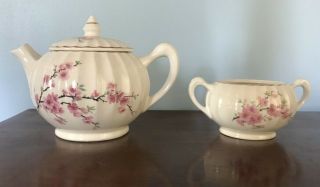 Vintage W.  S.  George Bolero Teapot & Sugar,  Cherry Blossom
