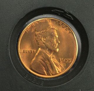 1955 - S Lincoln Cent 2 Major Die Breaks - Cud Obverse And Reverse Anacs Ms65