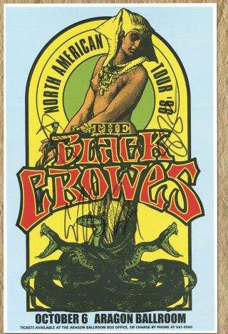 The Black Crowes Autographed Gig Poster Chris And Rich Robinson,  Steve Gorman