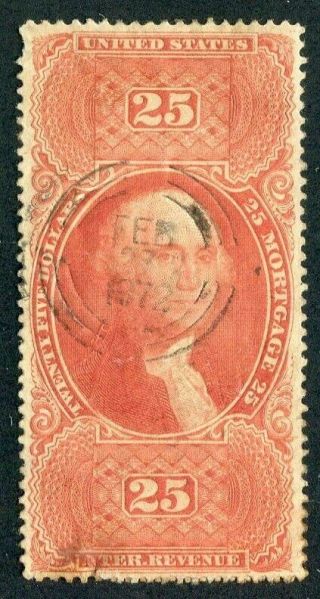 1863 U.  S.  Scott R100c Twenty - Five Dollar Revenue Stamp