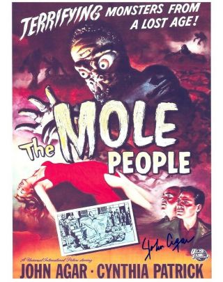 John Agar Signed The Mole People 8x10 W/ Classic 1950 