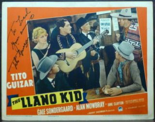 Tito Guizar Hand - Signed 1939 Lobby Card The Llano Kid Western