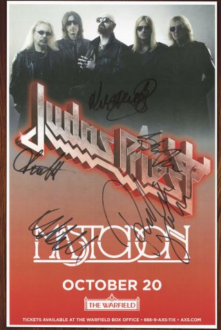 Judas Priest Autographed Concert Poster Ian Hill,  Glenn Tipton,  Scott Travis