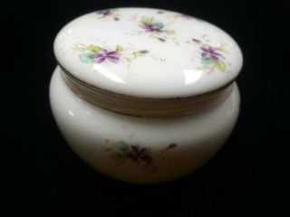 Ceramic Art Co.  Belleek/lenox Handpainted Violets Covered Jar Made For Bbb