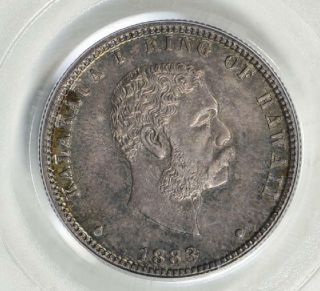 1883 Hawaiian Silver Quarter Pcgs Ms64 Toned Unc King Kalakaua Hawaii Rare Type
