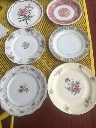 6 Vintage Mismatched China Salad Luncheon Plates Pinks Greens Multi Floral 1