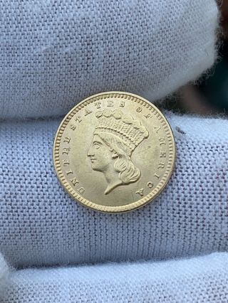 1856 Slanted 5 Indian Princess Large Head Gold Dollar $1 Type 3