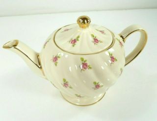 Vintage England Sadler Teapot 4 Cup Pink Roses Swirl 1593 With Lid