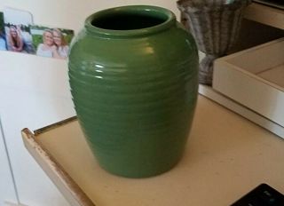 Arts And Crafts Ceramic Vase Green Pottery Vintage Mission Craftsman 6.  5 " Tall