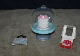 Desirable American Girl Grace Tall Ribbon Cake W/dome Cake Stand,