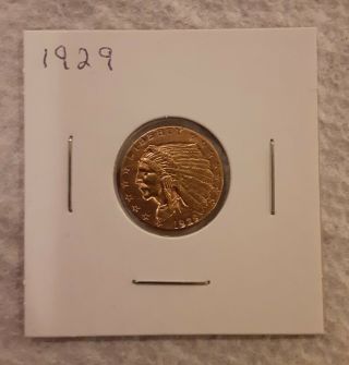 1929 $2.  5 Gold Indian A/u